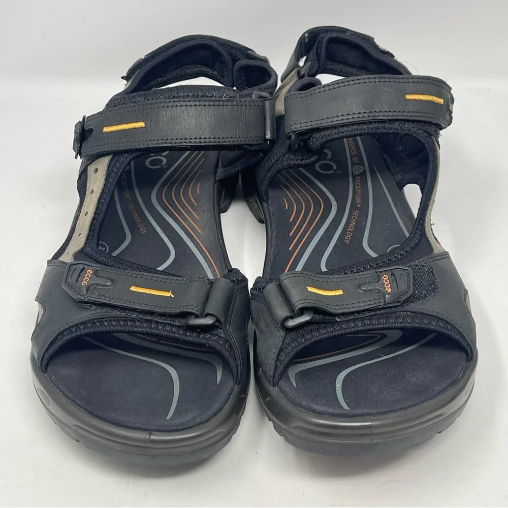 Ecco Yucatan Receptor Sandals Mens 11 - 11.5 EU 45 Black Brown Hiking Sport FLAW - Picture 8 of 15